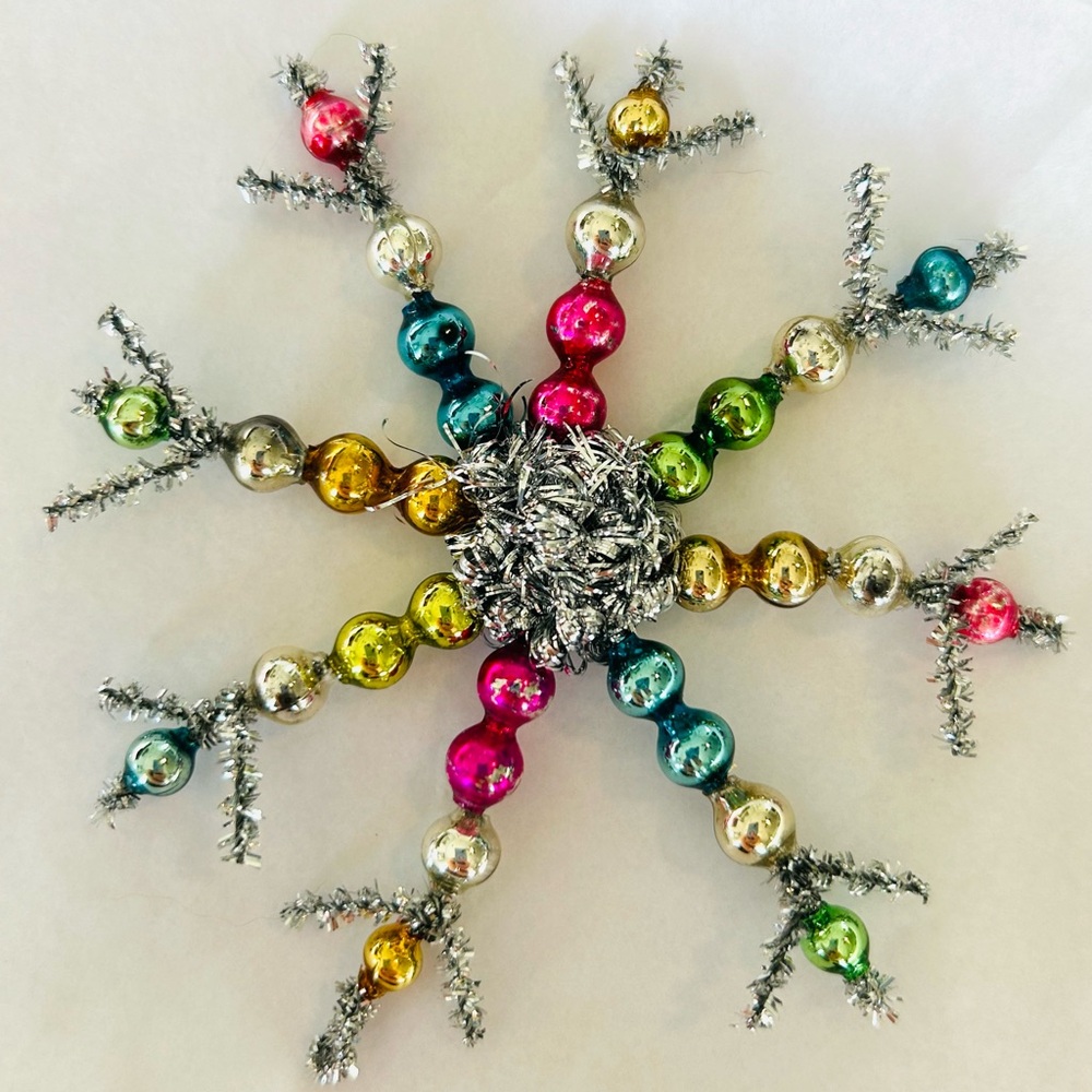 3 Vintage repurposed 3 Snowflake holiday Christmas Ornaments